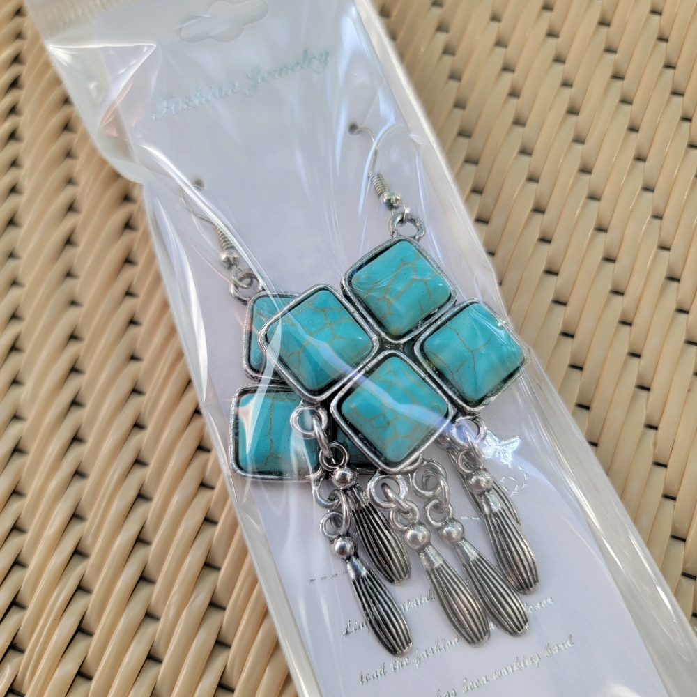 Turquoise and Silver Dangle Earrings